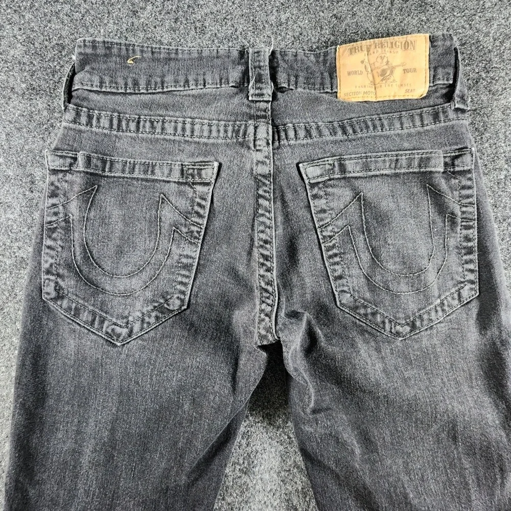 True Religion Mens Skinny Moto DK Black Jeans Size 29 Biker Denim
